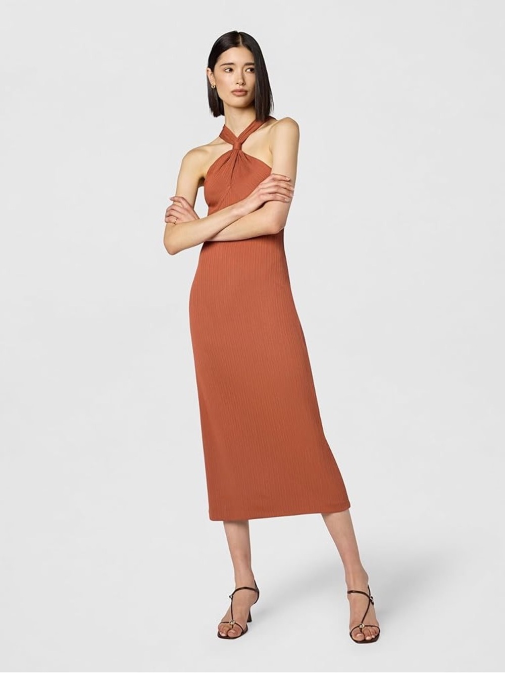 Club Monaco Women's Verigated Rib Knit Dress Terracotta NWT SIZE S